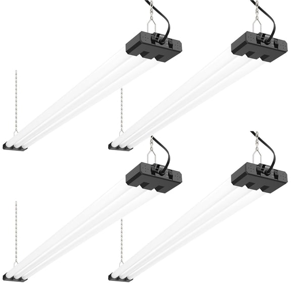 JESLED 4FT LED Shop Lights, 30W/40W/50W Adjustable, 4000K/5000K/6500K Selectable, 5400-7500LM, ETL, Black-4-Pack