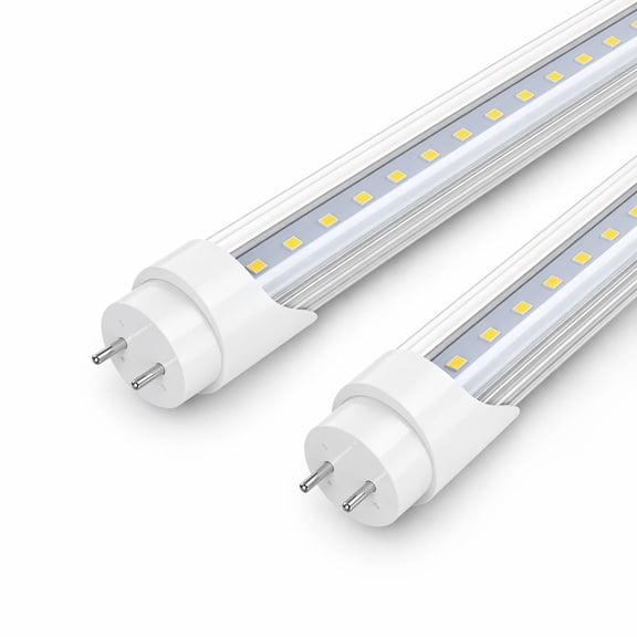 JESLED 4FT LED T8 Type A+B Tube Lights, 22W 2640LM 6000K, Single or Double End Powered, Plug and Play or Ballast Bypass, 4 Foot T10 T12 Fluorescent Bulbs Replacement, ETL Listed, Clear, 2-Pack