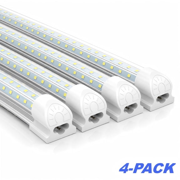 JESLED 4FT T8 LED Shop Light D-Shape, High Output 60W 9000LM Cool White, ETL 4-Pack