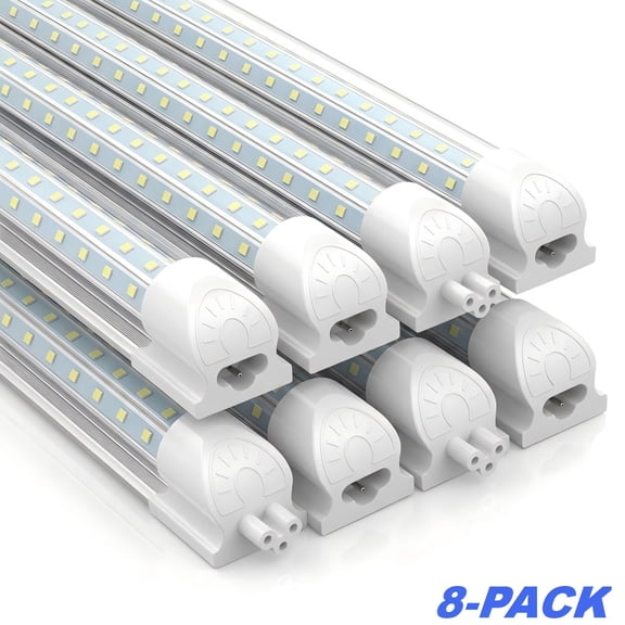 JESLED 4FT T8 LED Shop Light D-Shape, High Output 60W 9000LM Cool White, ETL 8-Pack