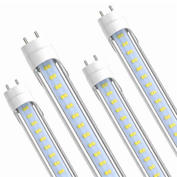 JESLED T8 4FT LED Light Bulbs, 28W 4060LM 5000K, Single or Double End Powered, Plug and Play or Ballast Bypass, Clear, 4-Pack