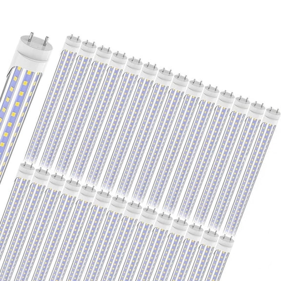 JESLED 4ft T8 LED Tube Light Bulbs,D Shape 60W 6000K, Dual-end Powered, Ballast Bypass, 25-Pack
