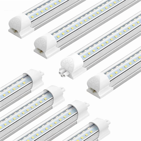 JESLED 5FT T8 LED Shop Light, V-Shape 50W 6500LM 6000K Cool White, for Garage, Workshop, Warehouse, Basement, ETL Listed, 8-Pack
