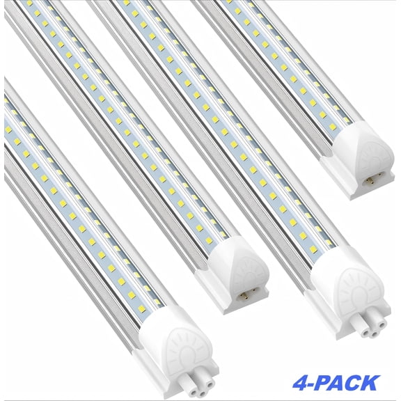JESLED 6FT T8 LED Shop Light V Shape, 60W 8400LM 6000K Cool White, ETL 4-Pack