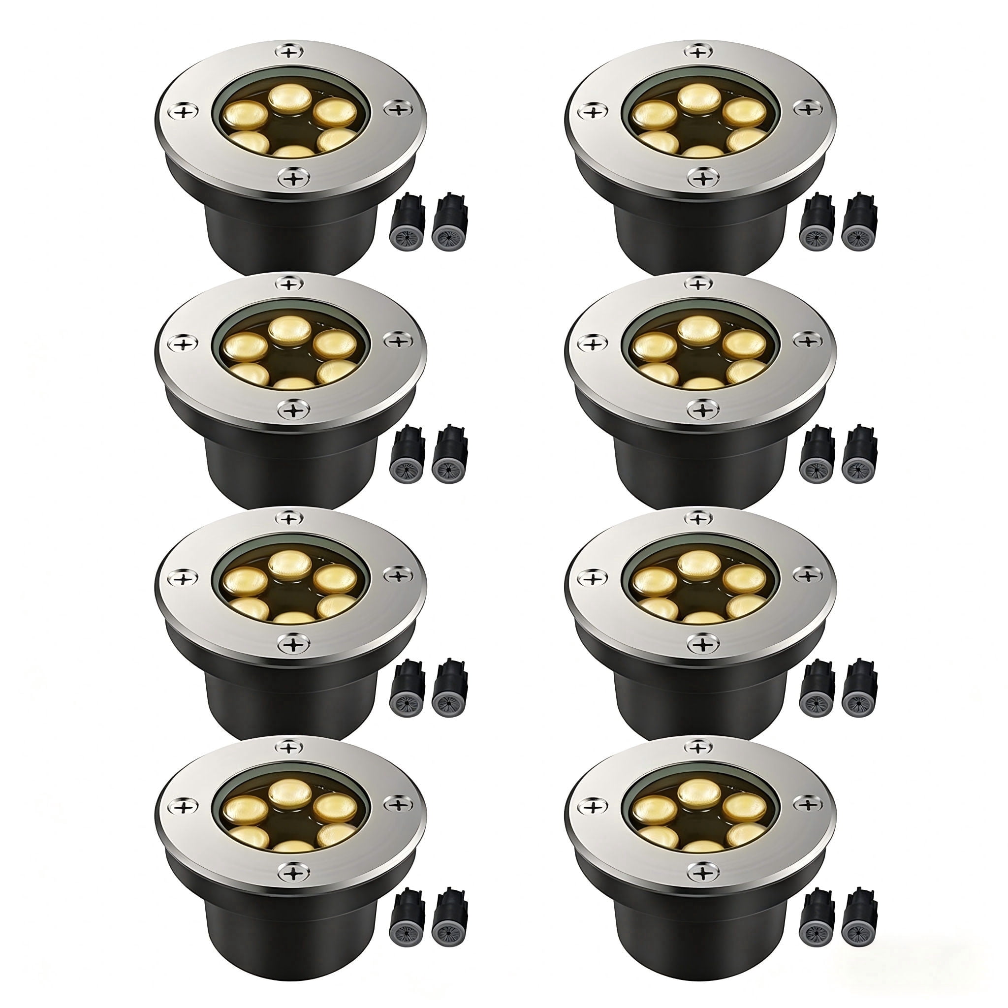 JESLED 6W LED Landscape Lighting Well Lights, 12V 24V Ground Lights 3000K Warm White,IP67 Waterproof Low Voltage Landscape Light Spotlight for Driveway Deck Patio Yard Garden Outdoor,8 Pack