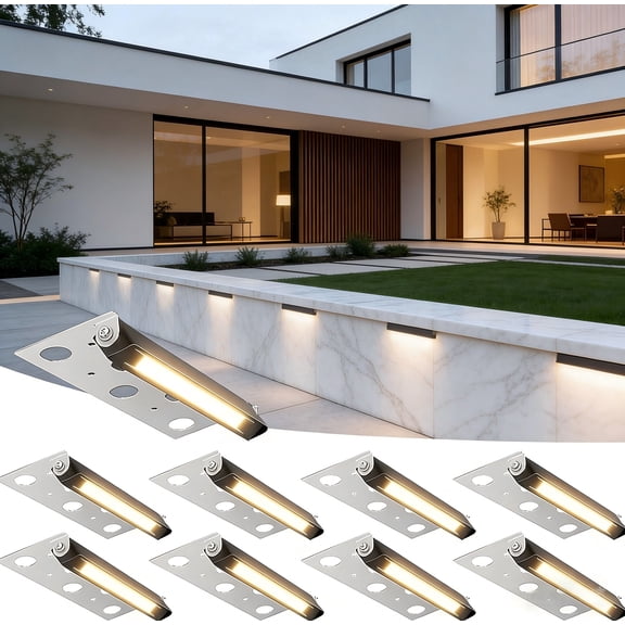 JESLED 7inch LED Retaining Wall Lights, 5W 12V Low Voltage Hardscape & Landscape Lighting, 2700K Warm White, Waterproof, 8-Pack