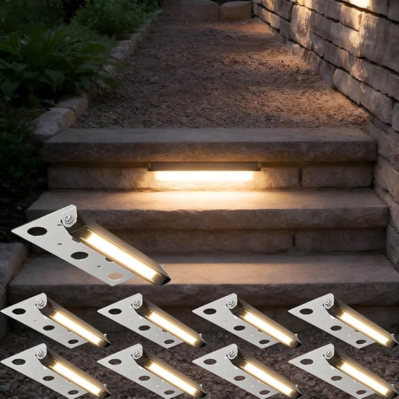 JESLED 7inch LED Retaining Wall Lights, 5W 12V Low Voltage Hardscape & Landscape Lighting, 2700K Warm White, Waterproof, 8-Pack