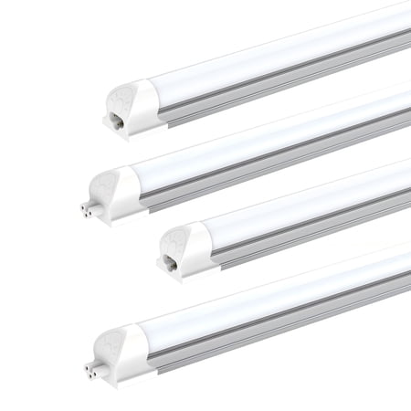 JESLED 8FT T8 LED Shop Lights 80W 10800LM 6000K Cool White, Frosted 4 Pack