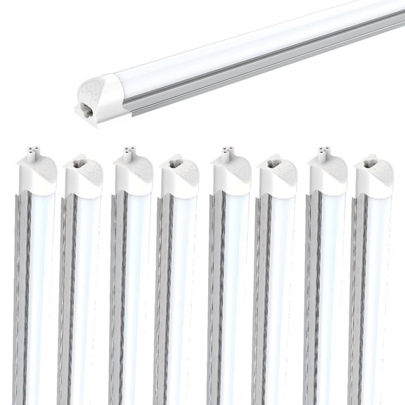 JESLED 8FT T8 LED Shop Lights 80W 10800LM 6000K Cool White, Frosted 8 Pack