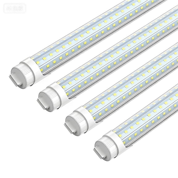 JESLED 8Ft HO LED Tube Light Bulbs,Bi-pin R17D Base, Dual End Powered,Three Row D Shape 120W 5000K,4-Pack