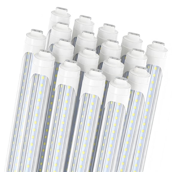 JESLED 8Ft HO LED Tube Light Bulbs,Bi-pin R17D Dual End Powered, V Shape 90W 6500K, Ballast Bypass, 25-Pack