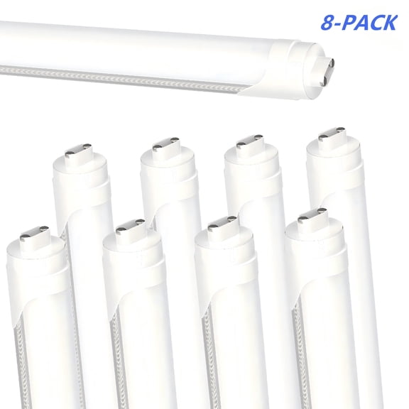 JESLED R17D/HO 8FT LED Bulbs, Rotate Tube Light Bulb 6500K Cool 72W 7200LM, Frosted Cover,8 Pack