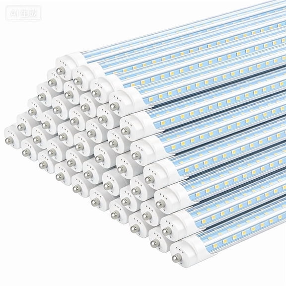 JESLED 8Ft Single Pin Fa8 LED Tube Light Bulbs,D Shape 120W 6000K 14400LM, Dual-End Powered, Ballast Bypass,Clear Cover,25-Pack