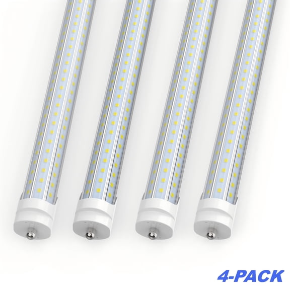 JESLED D Shape T8 LED Tube Light Bulbs 8FT Single Pin Fa8, 120W 15600LM 6500K Cool, 4-Pack