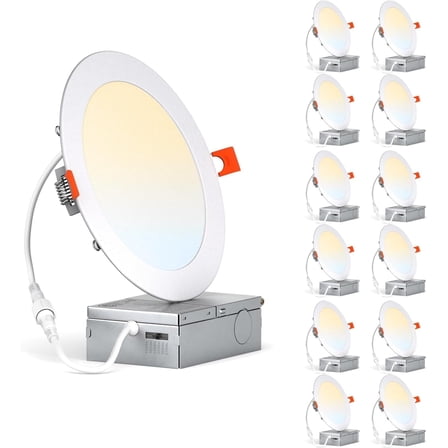 JESLED Dimmable LED Recessed Pot Lights 4 Inch 9W 6CCT Selectable Frosted 750Lm | with Junction Box