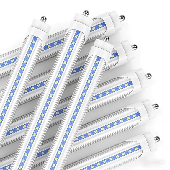 JESLED Single Pin T8 LED Tube Light 8ft Fa8 Fluorescent LED Bulbs, 50W 6000K Cool White, 8-Pack