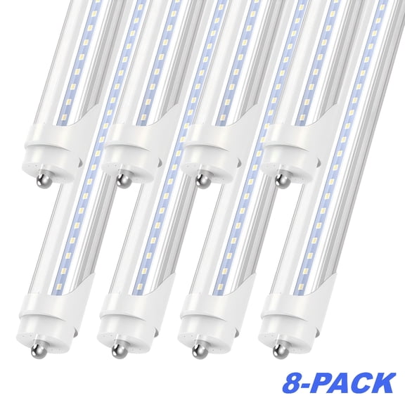 JESLED 8FT T8 LED Tube Light Bulbs Single Pin Fa8, 50W 5400LM 5000K Daylight, Frosted 8-Pack