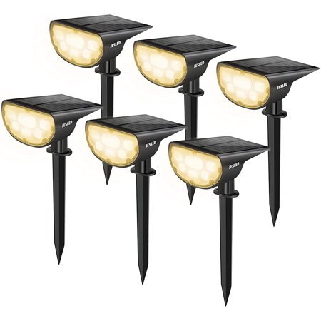 JESLED Solar Landscape Lights Outdoor 14 LED Spotlight, Warm White, 6-Pack