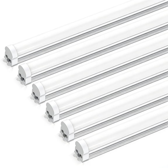 JESLED T5 Integrated LED Shop Light 4ft 2600lm, ETL Listed, Linkable Utility Light Fixture, 20W 6500K Super Bright White, 6-Pack