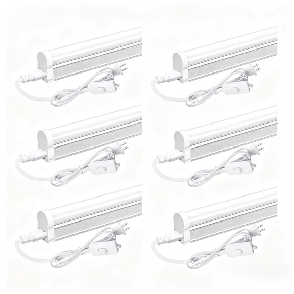 JESLED T5 LED Shop Light 3FT, 16W 1900LM 6500K Cool White, ETL Listed, 6-Pack