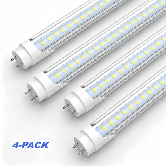 JESLED T8 4FT LED Light Bulbs, 28W 4060LM, Single or Double End Powered, Plug and Play or Ballast Bypass, 6500K Cool, 4-Pack
