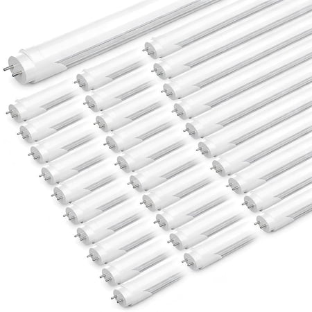 JESLED T8 4ft LED Light Bulbs 22W 2400 Lumens Fluorescent Tube,6000K Cool White, Frosted, Ballast Bypass,25-Pack