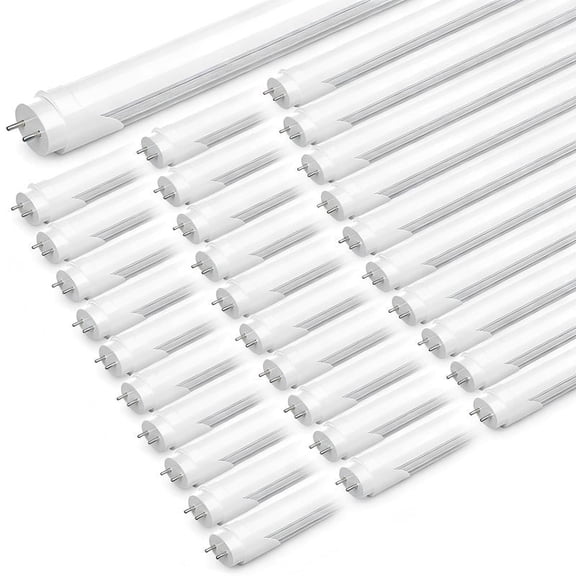 JESLED T8 4ft LED Light Bulbs 22W 2400 Lumens Fluorescent Tube,6000K Cool White, Frosted, Ballast Bypass,25-Pack