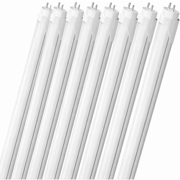 JESLED T8 4ft LED Light Bulbs 22W 2400 Lumens Fluorescent Tube,6000K Cool White,Frosted, Ballast Bypass, 8-Pack