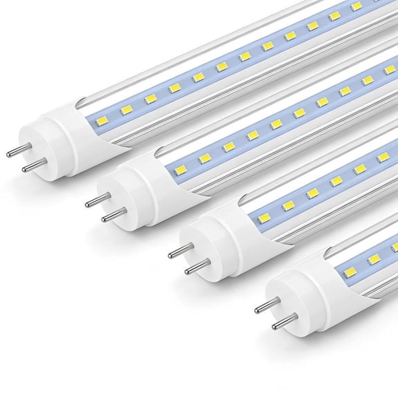 JESLED T8 4ft LED Light Bulbs 22W Fluorescent Tube, Ballast Bypass, 6000K Cool White, 2400 Lumens, 4-Pack