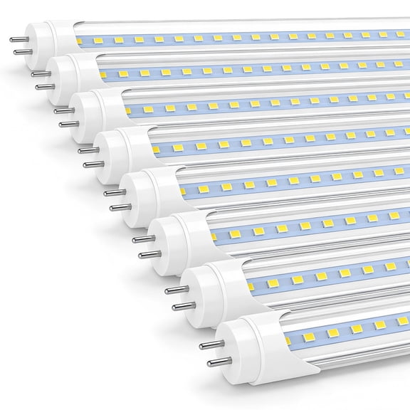 JESLED T8 4ft LED Light Bulbs 22W Fluorescent Tube, Ballast Bypass, 6000K Cool White, 2400 Lumens, 8-Pack
