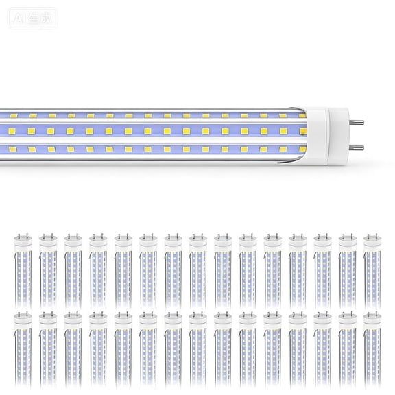 JESLED T8 4ft LED Light Bulbs 36W 4680LM 6000K,, Ballast Bypass, T12 Fluorescent Tube Replacement, 25-Pack