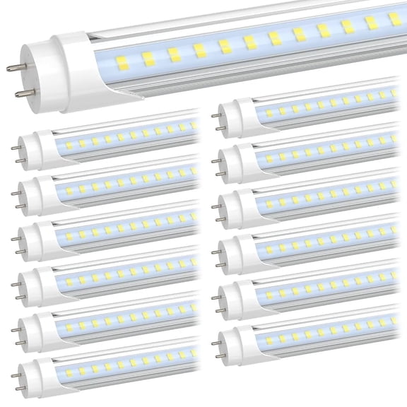 JESLED T8 4ft LED Light Bulbs, Hybrid Type A/B, T12 Fluorescent Tube Replacement, 4000LM 5000K, 12-Pack