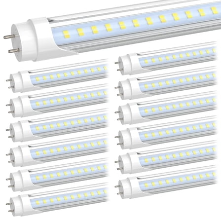 JESLED T8 4ft LED Light Bulbs, Hybrid Type A/B, T12 Fluorescent Tube Replacement, 4000LM 5000K, 12-Pack