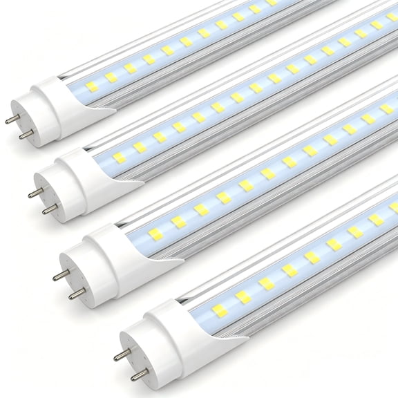 JESLED T8 LED Bulbs 4FT, Hybrid Type A/B, 28W 4060LM 6500K, Clear Cover, 4-Pack