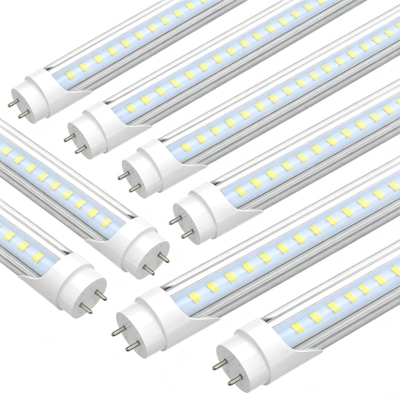 JESLED T8 LED Bulbs 4FT, Hybrid Type A/B, 28W 4060LM 6500K, Clear Cover, 8-Pack