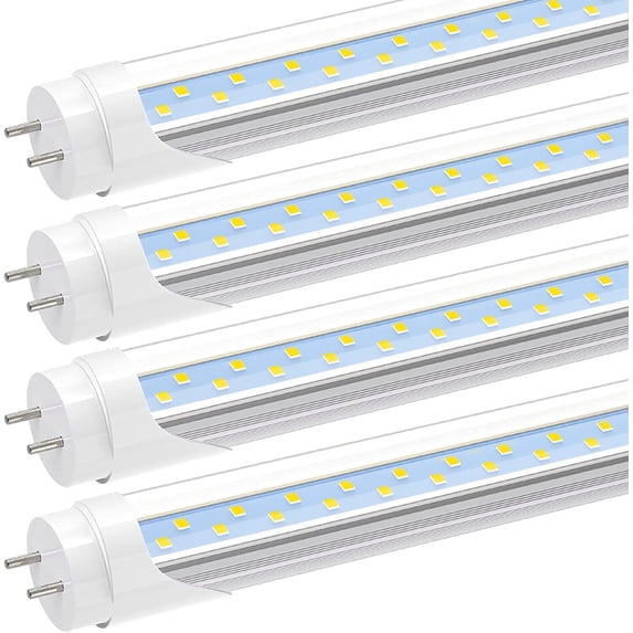 JESLED T8 4 ft LED Tube Light Bulbs, Dual Row 28W 5000K, Dual-end Powered, 4-Pack