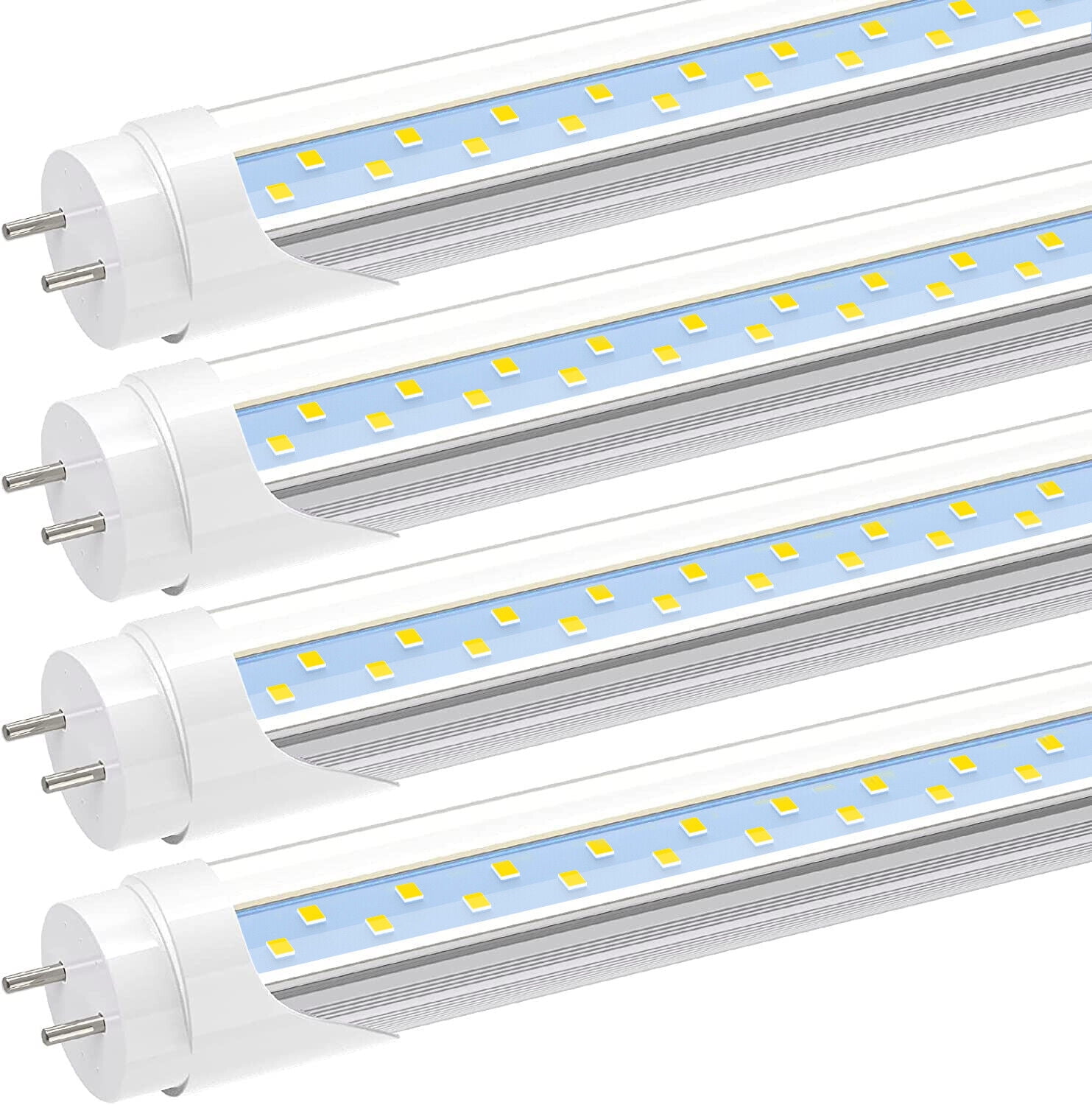 JESLED T8 4ft LED Tube Light Bulbs,Dual Row 28W 5000K,Dual-end Powered,4-Pack