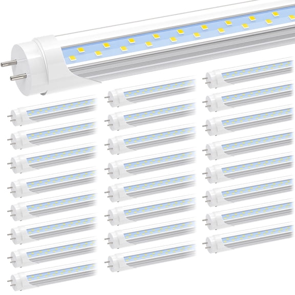 T8 4ft LED Tube Light Bulbs,Dual Row 28W 6000K,Dual-end Powered,25-Pack