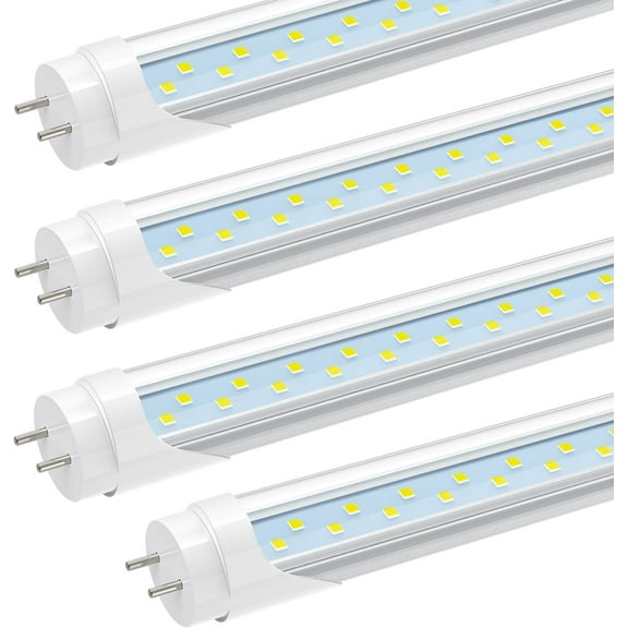 JESLED T8 4ft LED Tube Light Bulbs,Dual Row 28W 6000K,Dual-end Powered,4-Pack