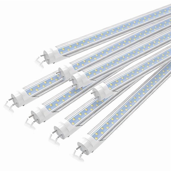 JESLED T8 4ft LED Tube Light Bulbs,Dual Row Clear 28W 6000K,Dual-end Powered, Ballast Bypass, 8-Pack