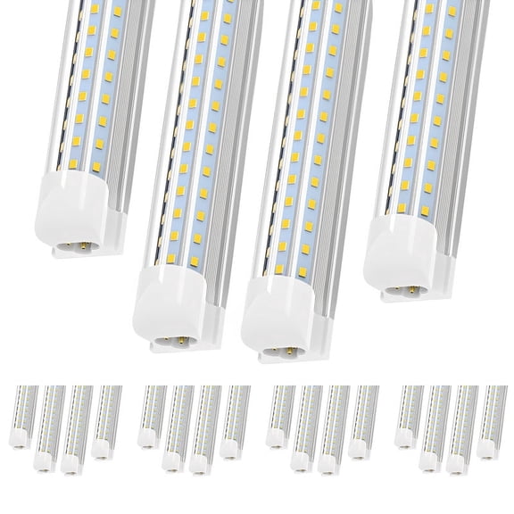 JESLED T8 8ft LED Shop Lights,120w 15600LM 6000K Cool White,D Shape 3 Rows Linkable Tube Lights for Garage Workshop Warehouse Plug and Play, 20-Pack