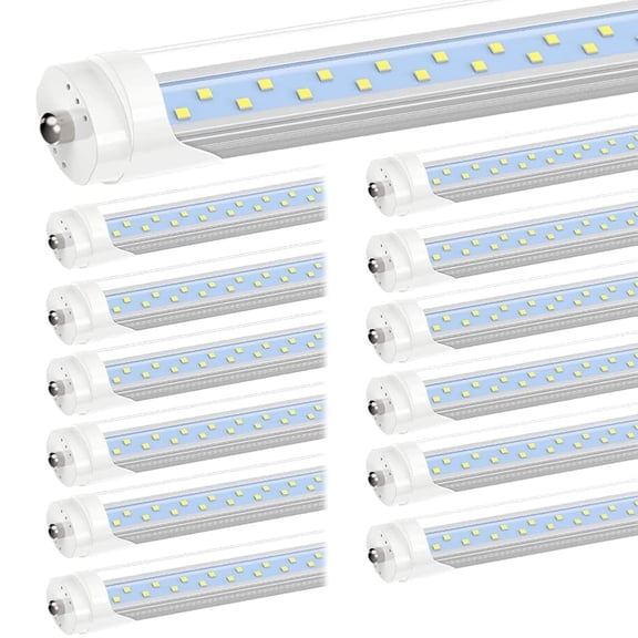 JESLED T8 8ft LED Tube Light Bulbs, Single Pin Fa8 Base, Dual Row 72W 5000K, 4-Pack