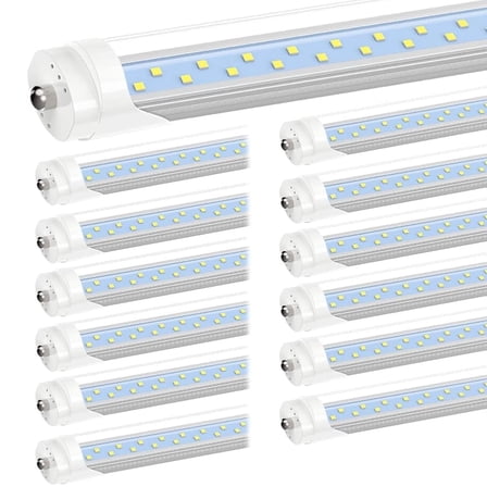 JESLED T8 8ft LED Tube Light Bulbs, Single Pin Fa8 Base, Dual Row 72W 5000K, 4-Pack