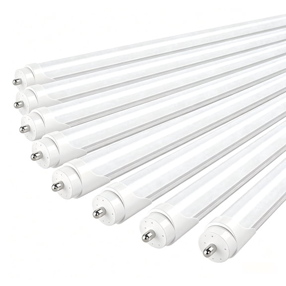 JESLED T8 8ft LED Tube Light Bulbs, Single Pin Fa8 Base, Dual Row 72W 5000K Daylight, Frosted, 8-Pack