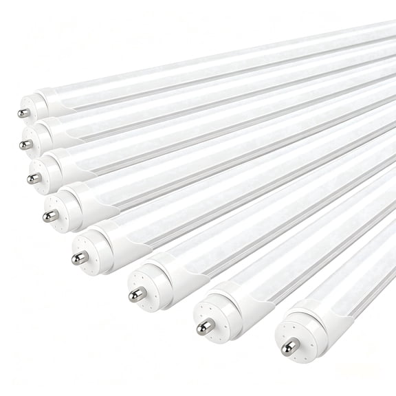 JESLED T8 8ft LED Tube Light Bulbs, Single Pin Fa8 Base, Dual Row 72W 5000K Daylight, Frosted, 8-Pack