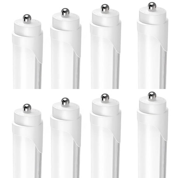 JESLED T8 8ft LED Tube Light Bulbs, Single Pin Fa8 Base, Dual Row 72W 5000K Daylight, Frosted, 8-Pack