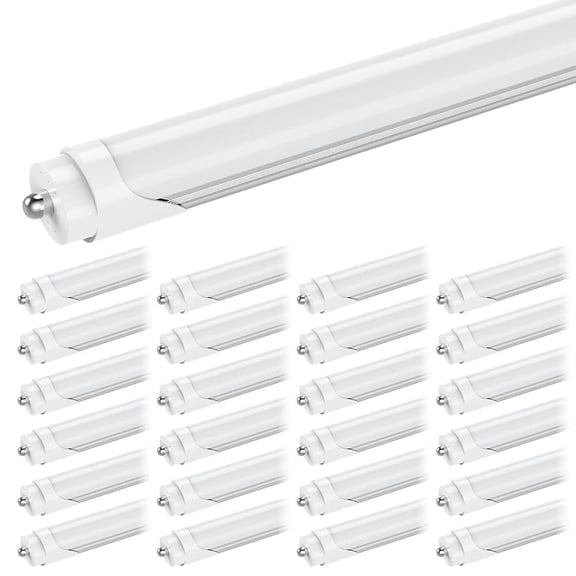 T8 8ft LED Tube Light Bulbs, Single Pin Fa8 Base, Dual Row 72W 5000K, Frosted, 4-Pack