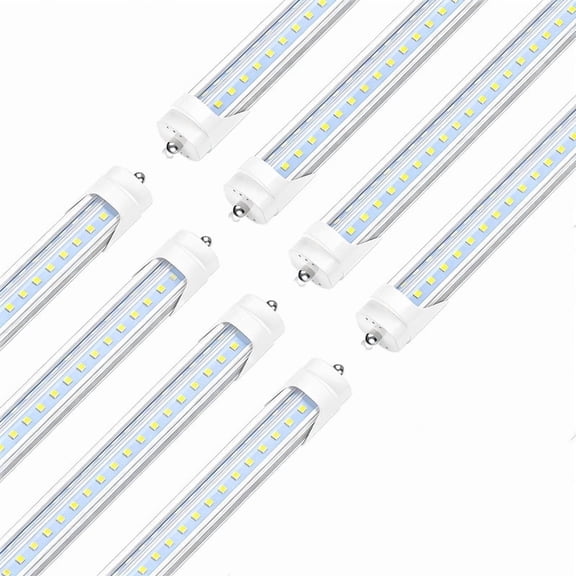 JESLED T8 8ft LED Tube Light Bulbs, Single Pin Fa8 Base, V Shape 72W 6500K, ETL Listed, Ballast Bypass, 8-Pack