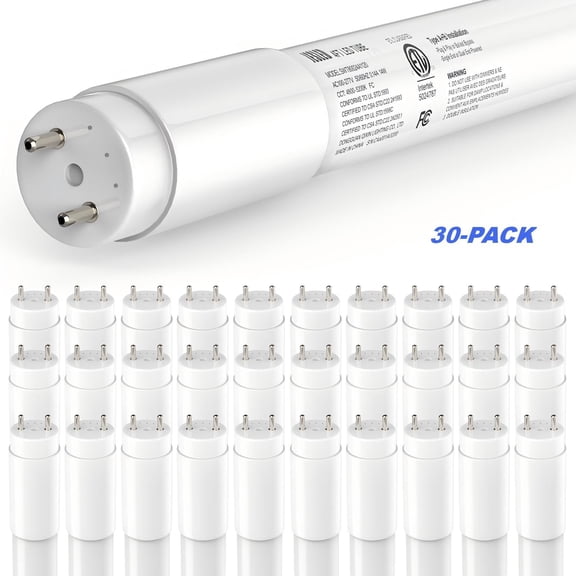 JESLED 4FT T8 LED Bulbs Type A+B,14W 2450LM 5000K Daylight, Single or Double End Power, Plug & Play or Ballast Bypass, Frosted, 30 Pack
