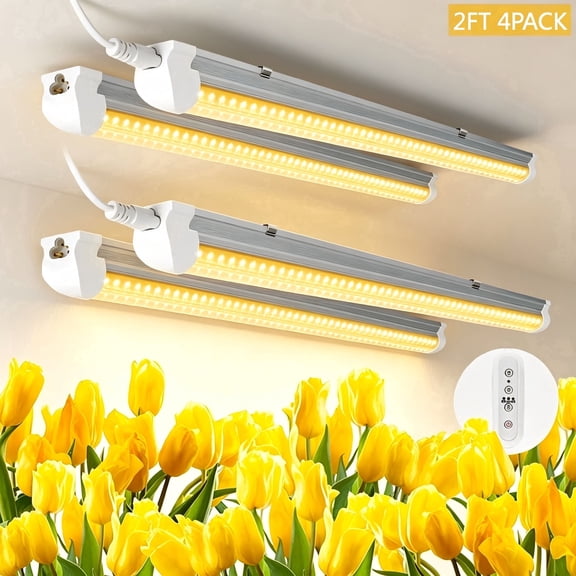 JESLED T8 LED Grow Lights Full Spectrum, 2FT 20W 3000K Warm White, 4-Pack